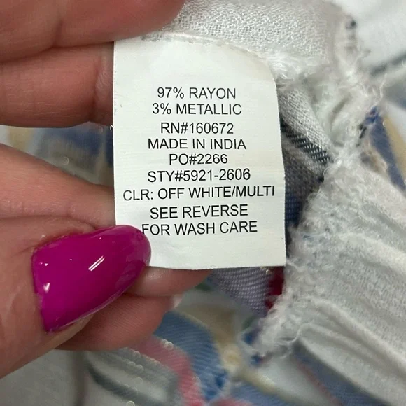 Blue Island White Multi Stripe Wrap Dress Women’s Medium Boho Tassel Tie Lightwe - Picture 6 of 13